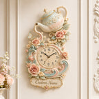 Personalized Tea Culture Lovers Wall Clock with a custom name set into the design