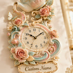 Personalized Tea Culture Lovers Wall Clock with a custom name set into the design