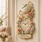 Personalized Tea Culture Lovers Wall Clock with a custom name set into the design