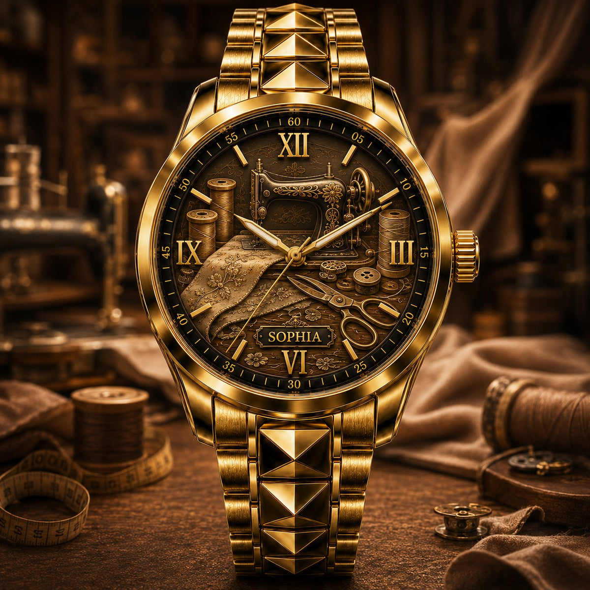 Custom Vintage Sewing Watch — personalized with a custom name