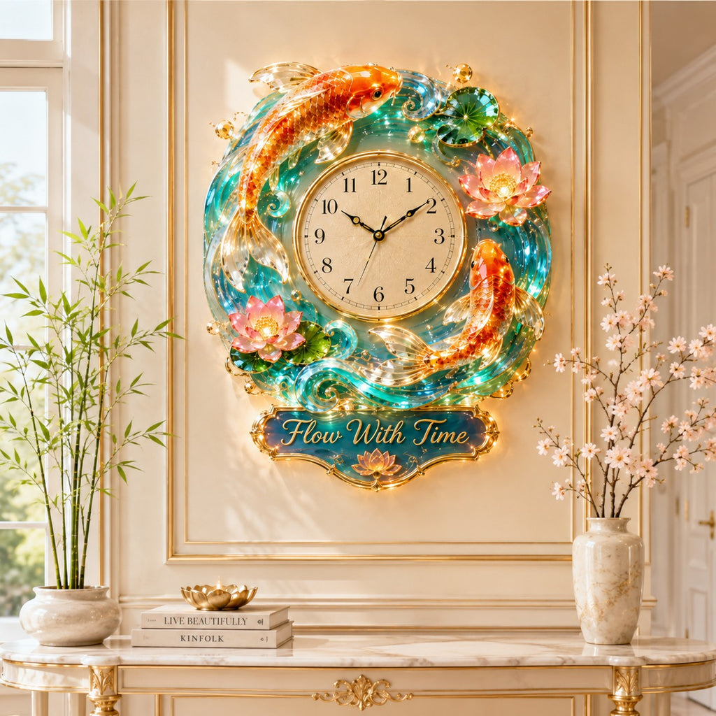 Koi fish Custom Name Wall Clock — personalized with a custom name
