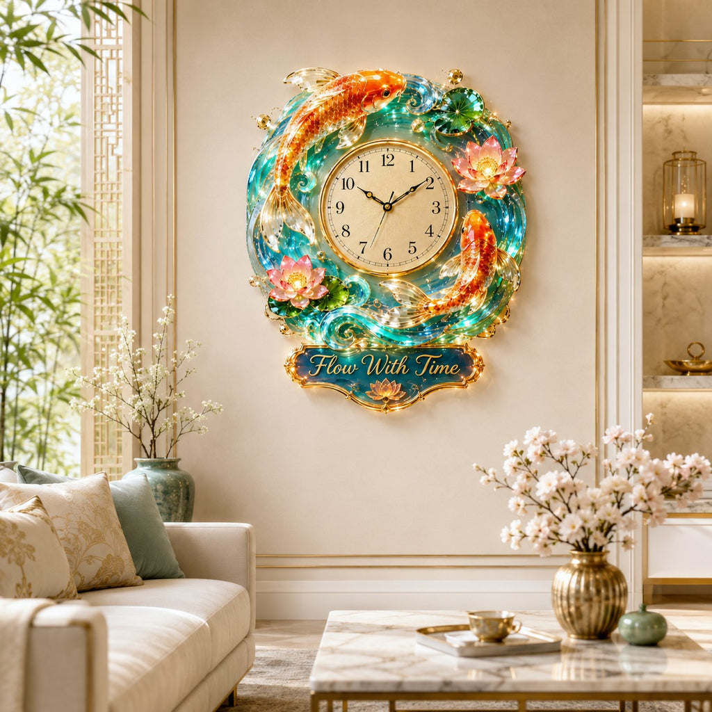 Koi fish Custom Name Wall Clock — personalized with a custom name