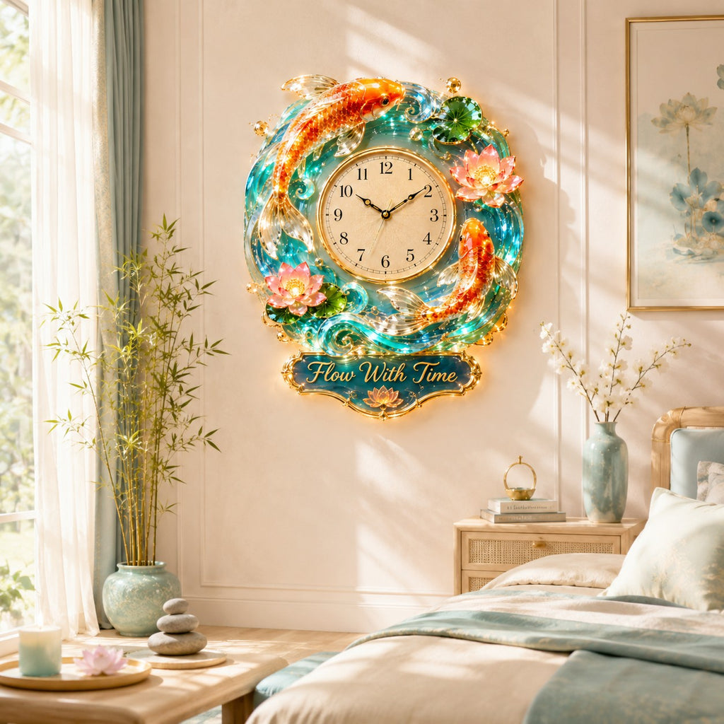 Koi fish Custom Name Wall Clock — personalized with a custom name