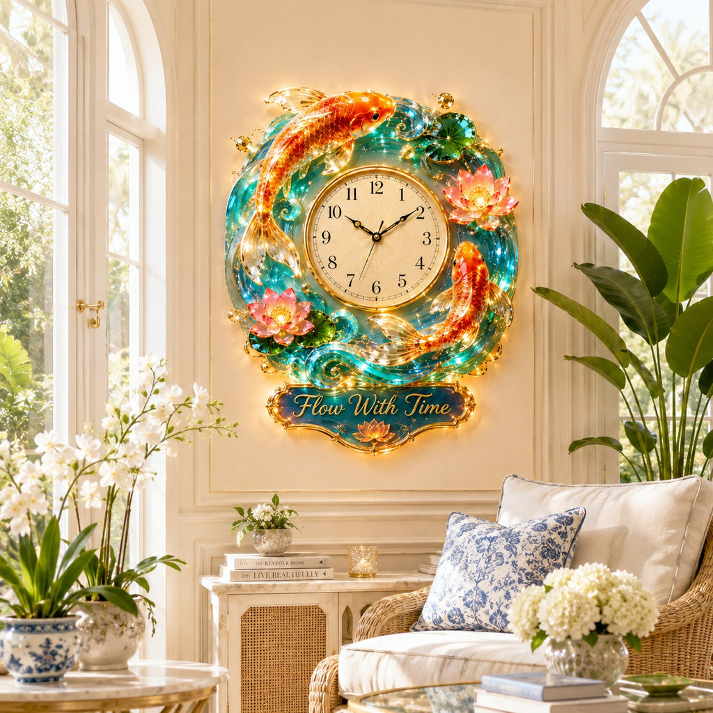 Koi fish Custom Name Wall Clock — personalized with a custom name