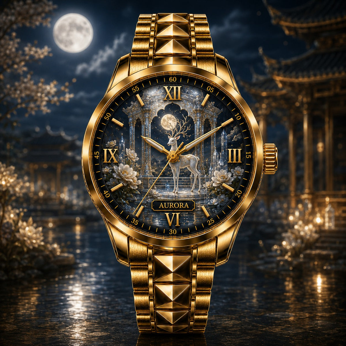Custom Crystal Deer Sanctuary Watch — personalized with a custom name