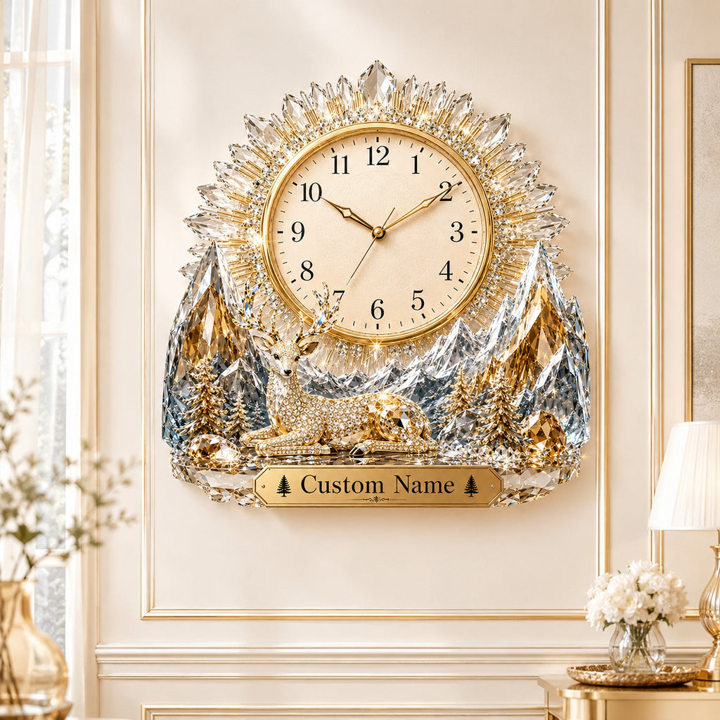Deer Custom Name Wall Clock — personalized with a custom name
