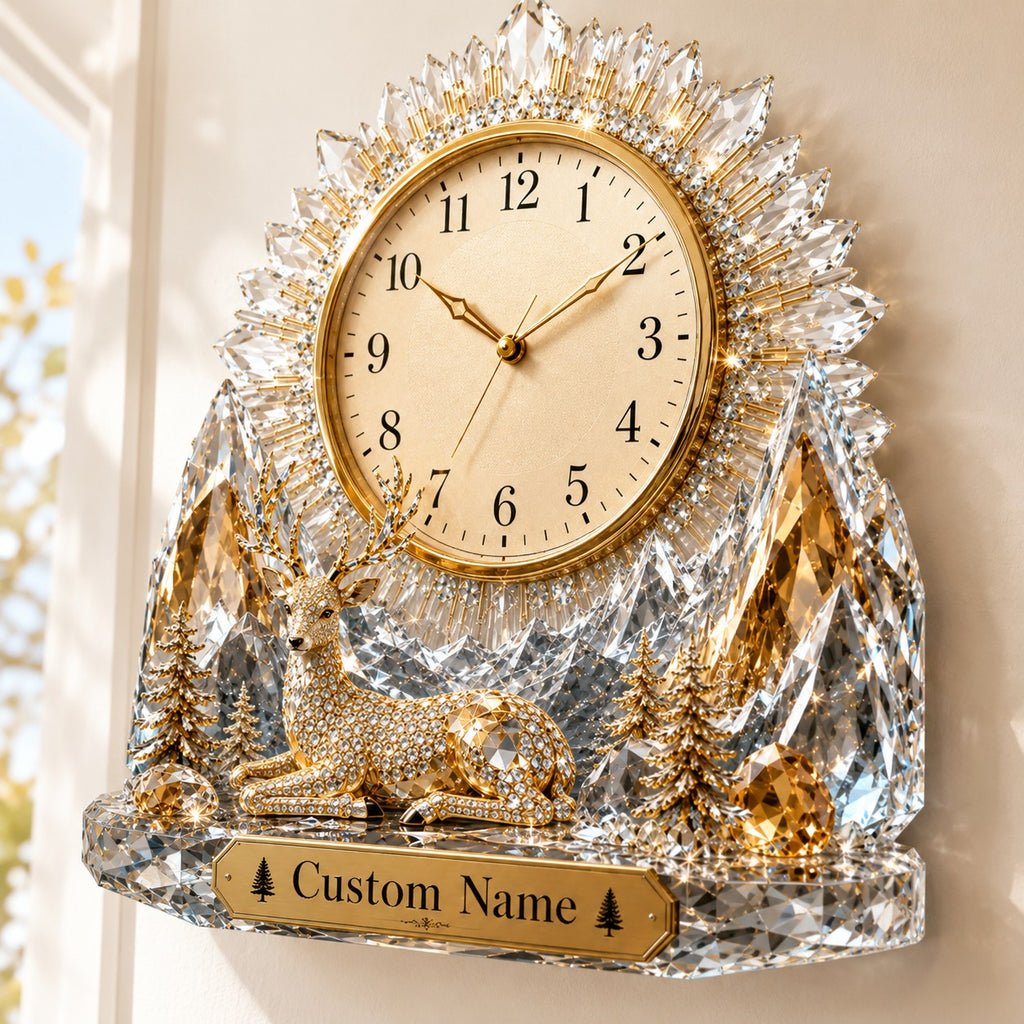 Deer Custom Name Wall Clock — personalized with a custom name