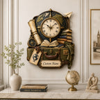 Personalized Travel Book Lover Wall Clock — personalized with a custom name