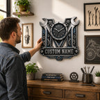 Personalized Mechanic Wrench Wall Clock with a custom name set into the design