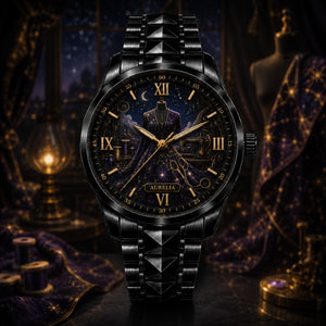 Personalized Celestial Seamstress Watch with Custom Name - Men's & Women's, Leather or Metal Strap - Gift