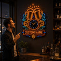 Neon Nightlife Interiors Custom Name Wall Clock — personalized with a custom name