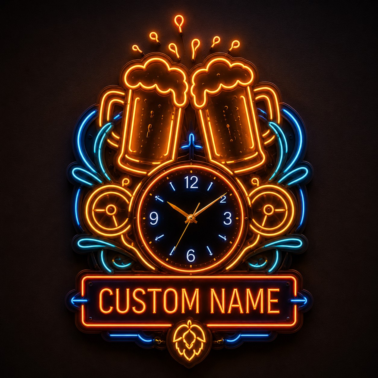 Neon Nightlife Interiors Custom Name Wall Clock — personalized with a custom name