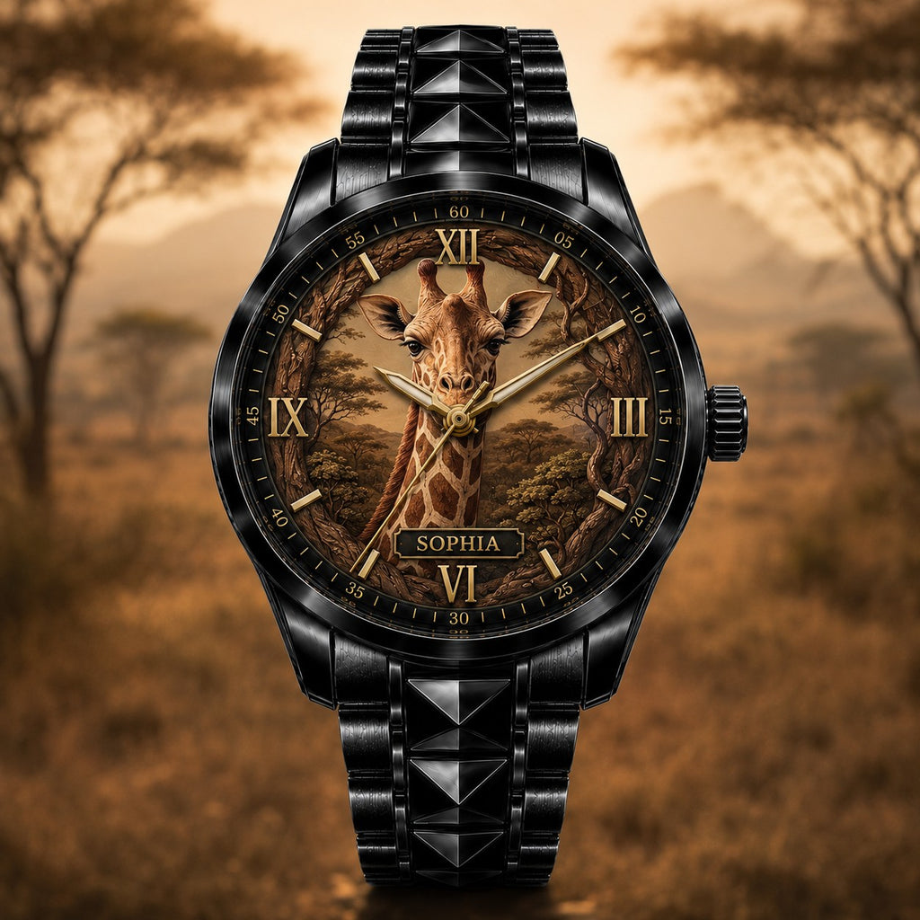 Custom Giraffe Lovers Watch — personalized with a custom name
