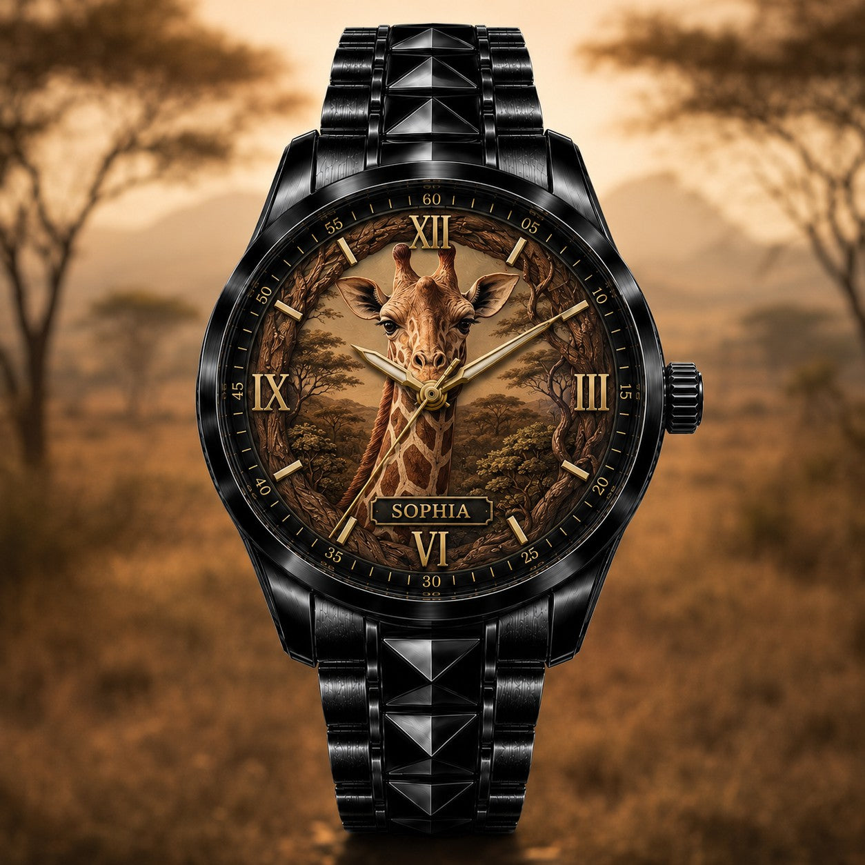 Custom Giraffe Lovers Watch — personalized with a custom name