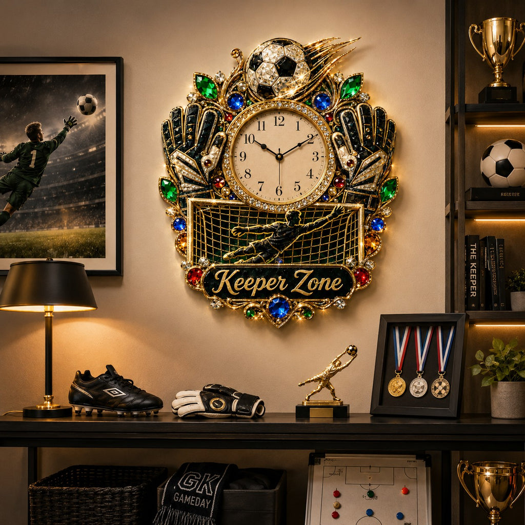 Goalkeeper Custom Name Wall Clock — personalized with a custom name