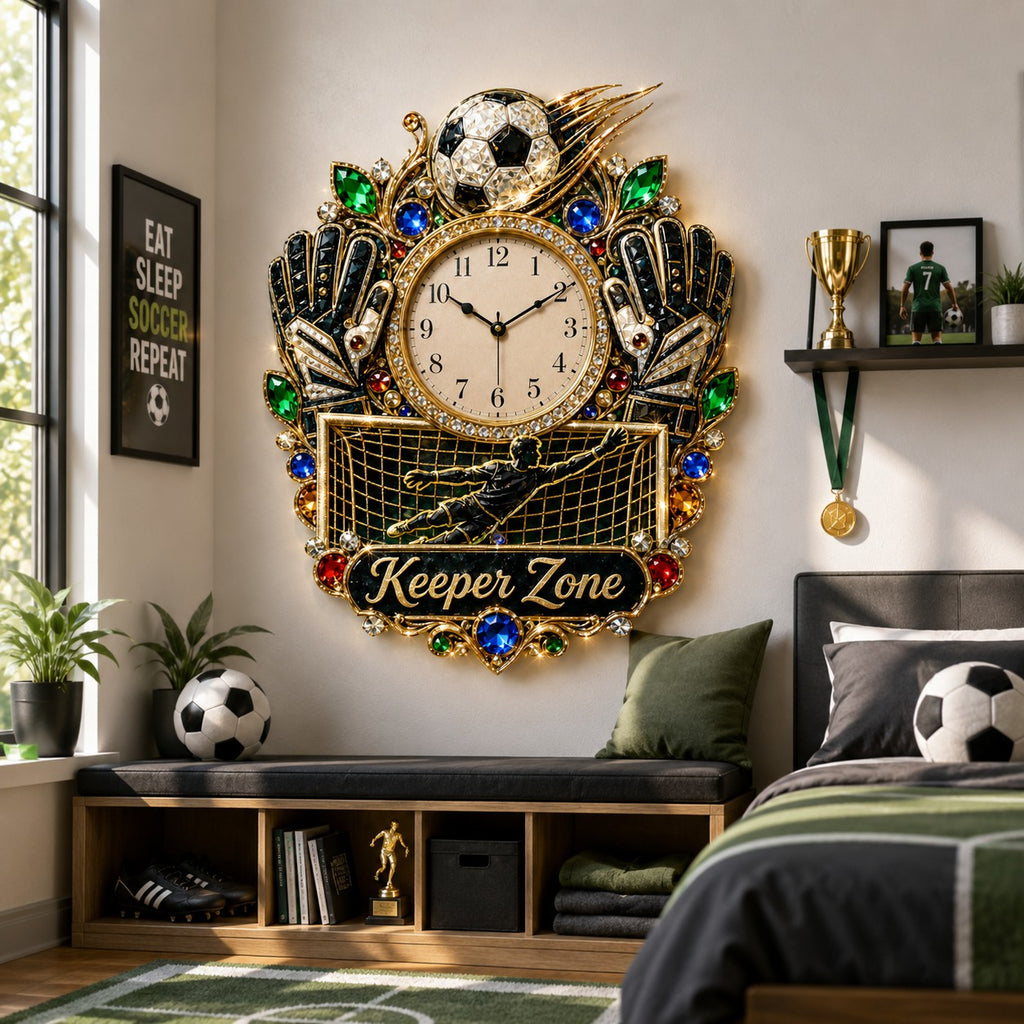 Goalkeeper Custom Name Wall Clock — personalized with a custom name
