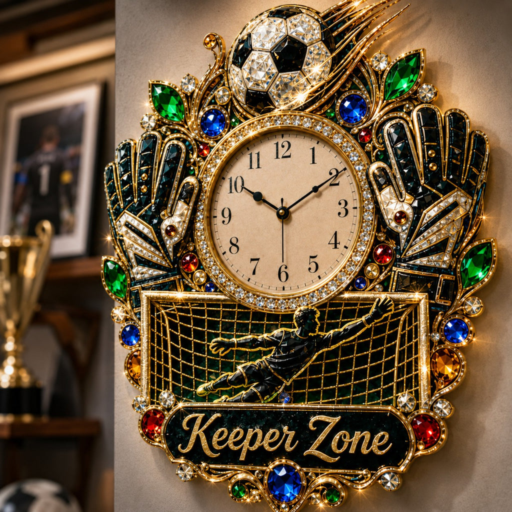 Goalkeeper Custom Name Wall Clock — personalized with a custom name