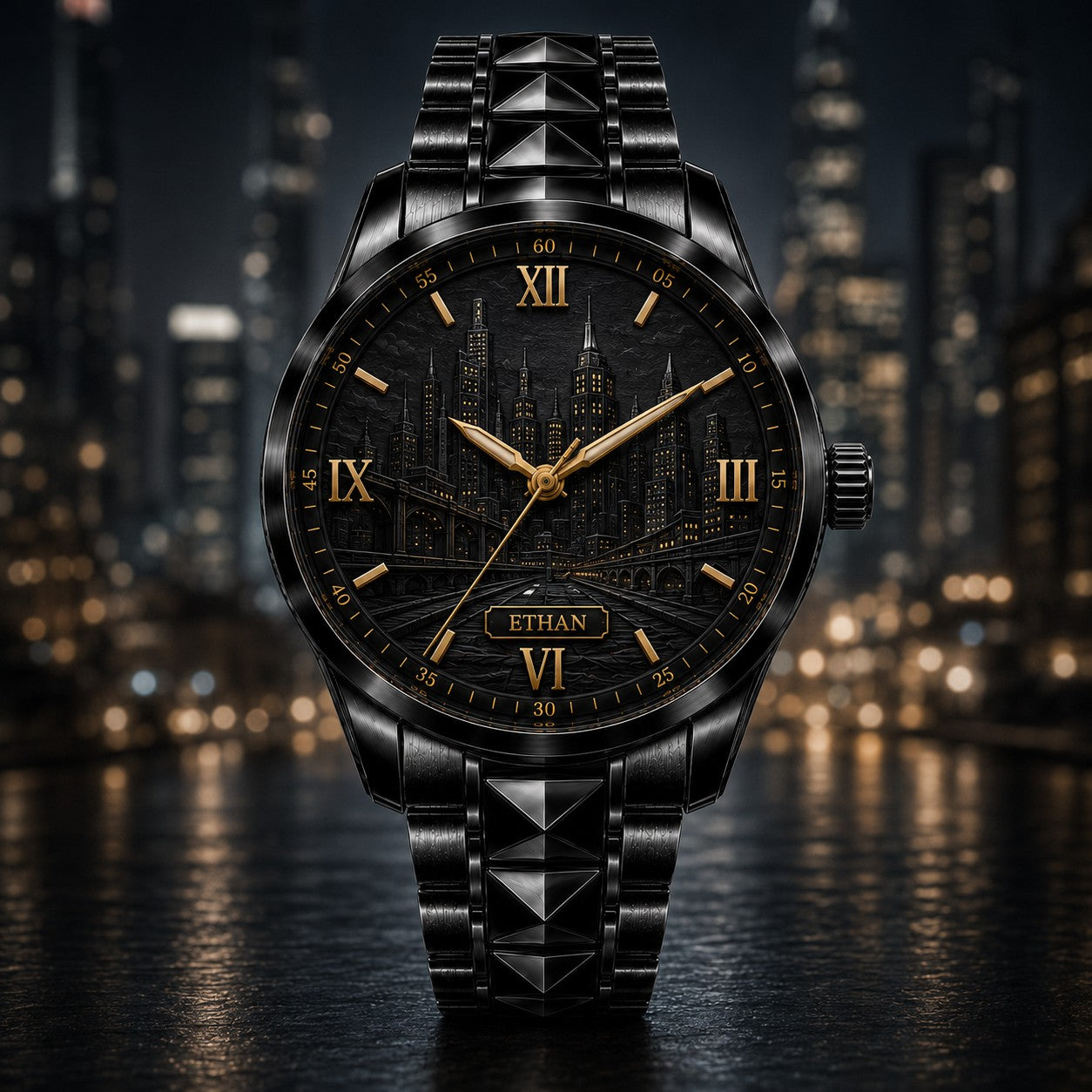 Custom Personalized City Skyline Watch — personalized with a custom name