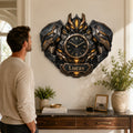 Bronze robot Custom Name Wall Clock — personalized with a custom name