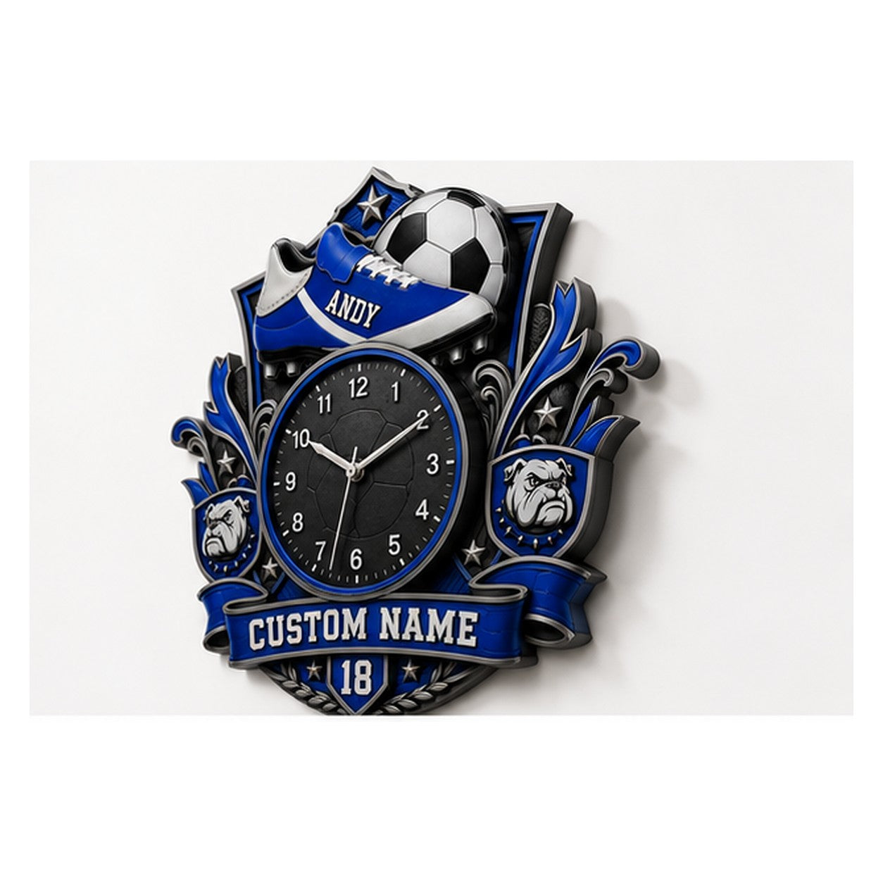 Football Player Custom Name Wall Clock — personalized with a custom name