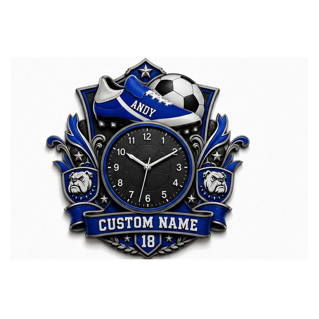 Football Player Custom Name Wall Clock — personalized with a custom name