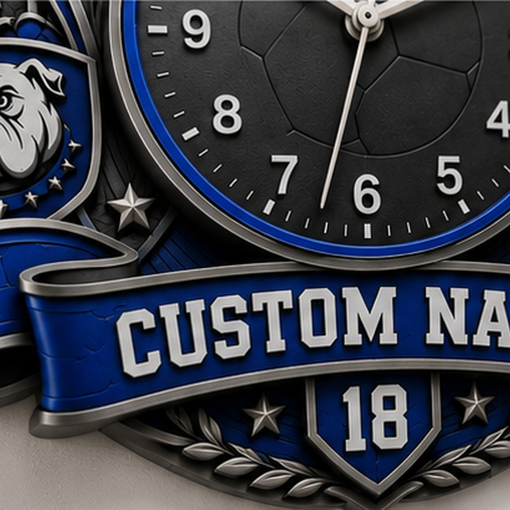 Football Player Custom Name Wall Clock — personalized with a custom name