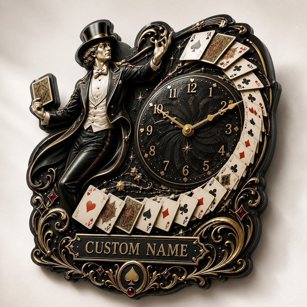 Magicians Custom Name Wall Clock — personalized with a custom name