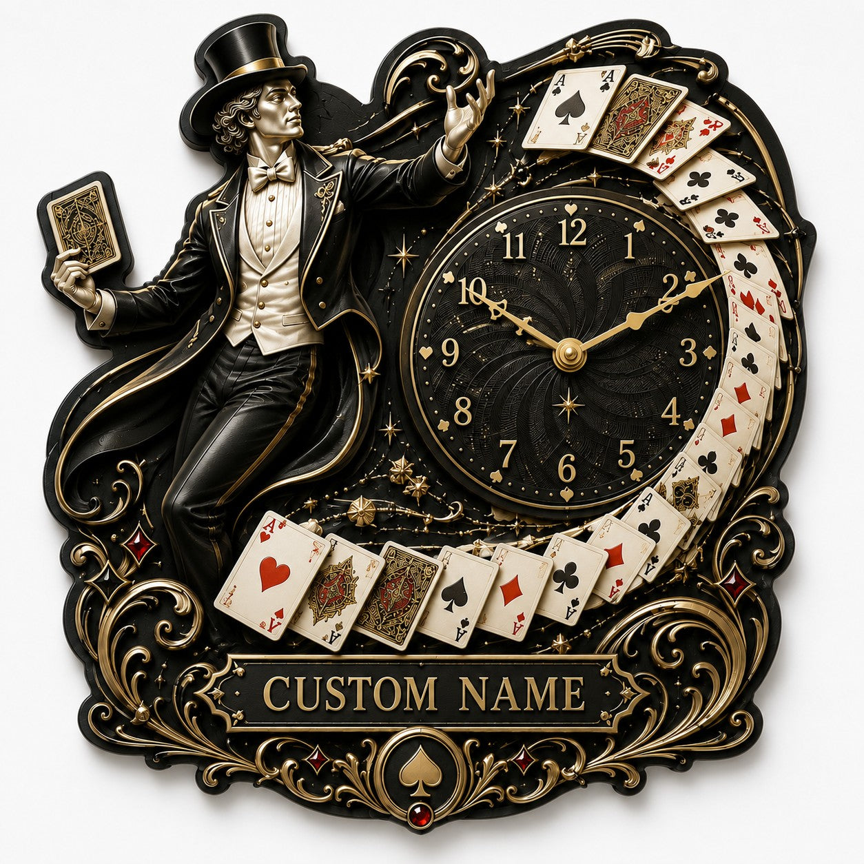 Magicians Custom Name Wall Clock — personalized with a custom name