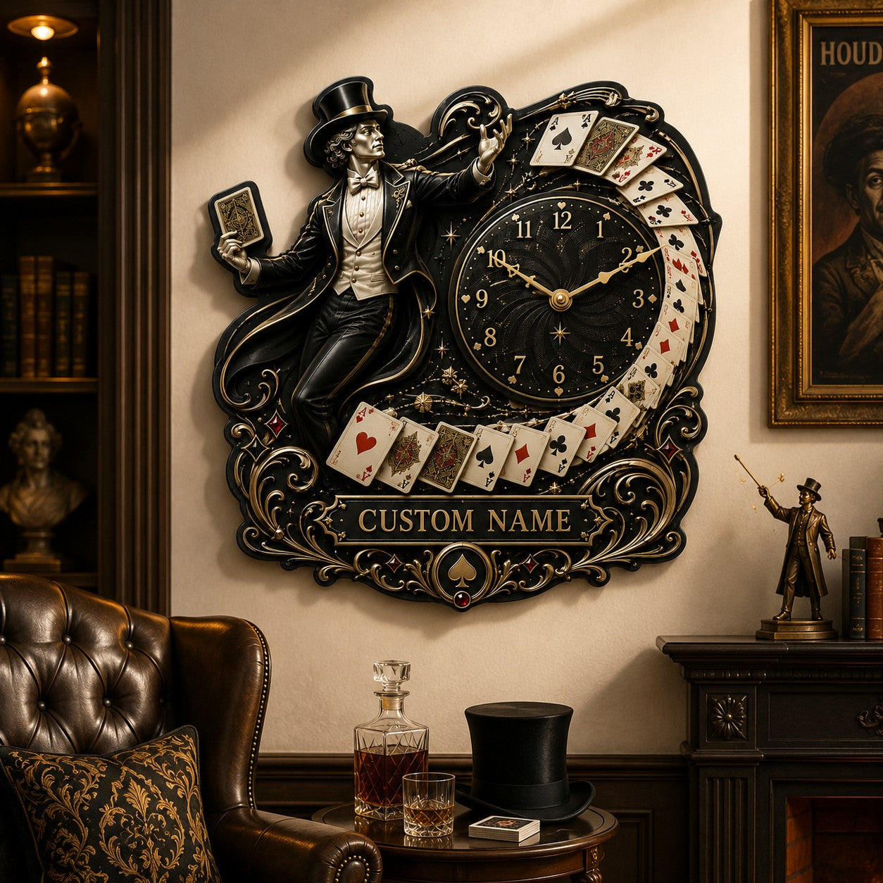 Magicians Custom Name Wall Clock — personalized with a custom name