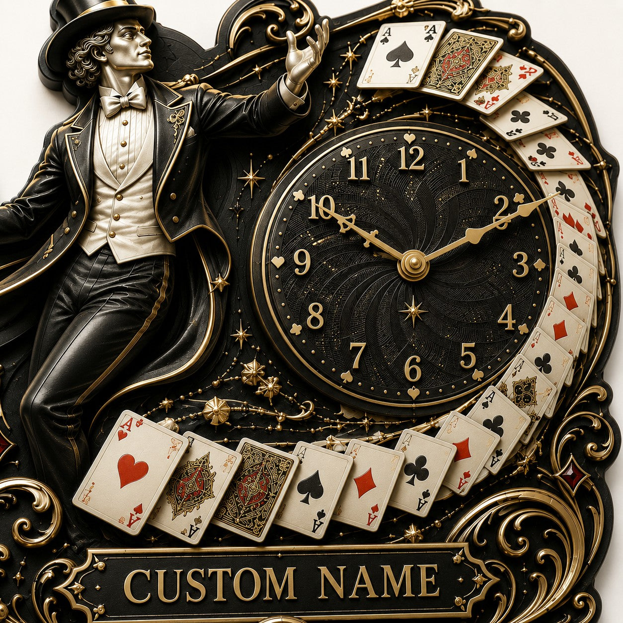 Magicians Custom Name Wall Clock — personalized with a custom name