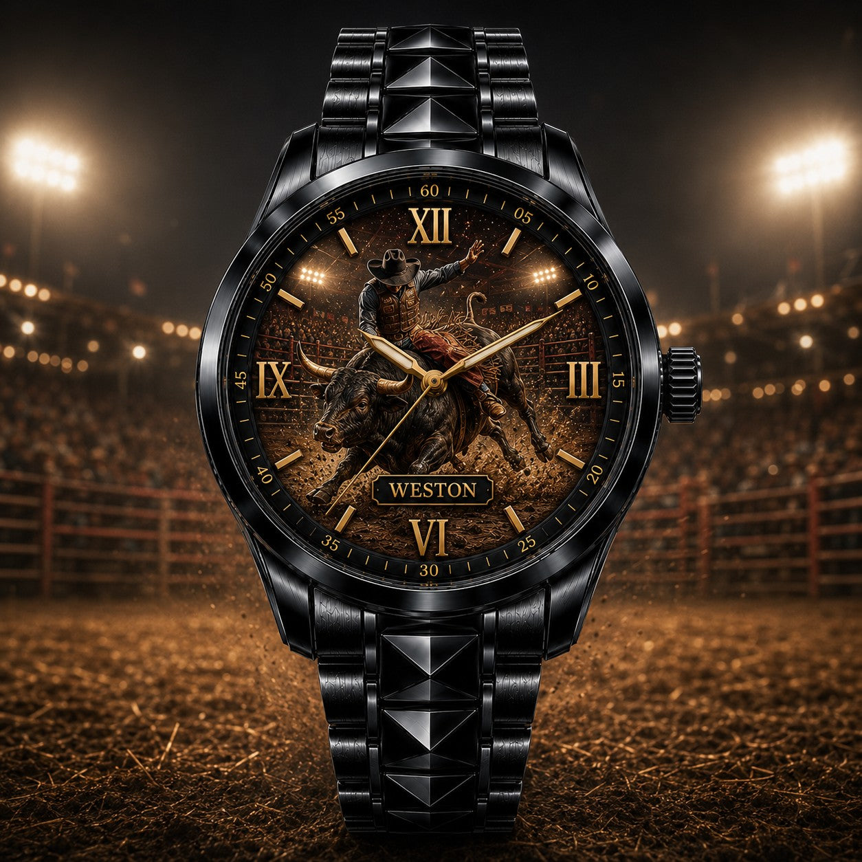 Custom Personalized Bull Rider Watch — personalized with a custom name