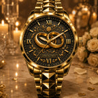 Personalized Couples Rings Watch with a custom name set into the design