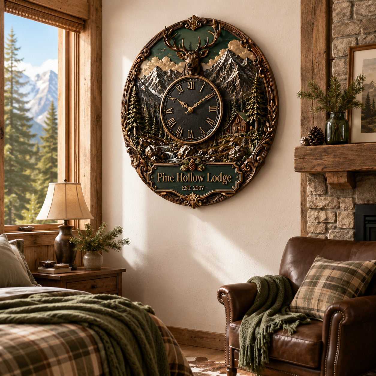 Deer Custom Name Wall Clock — personalized with a custom name