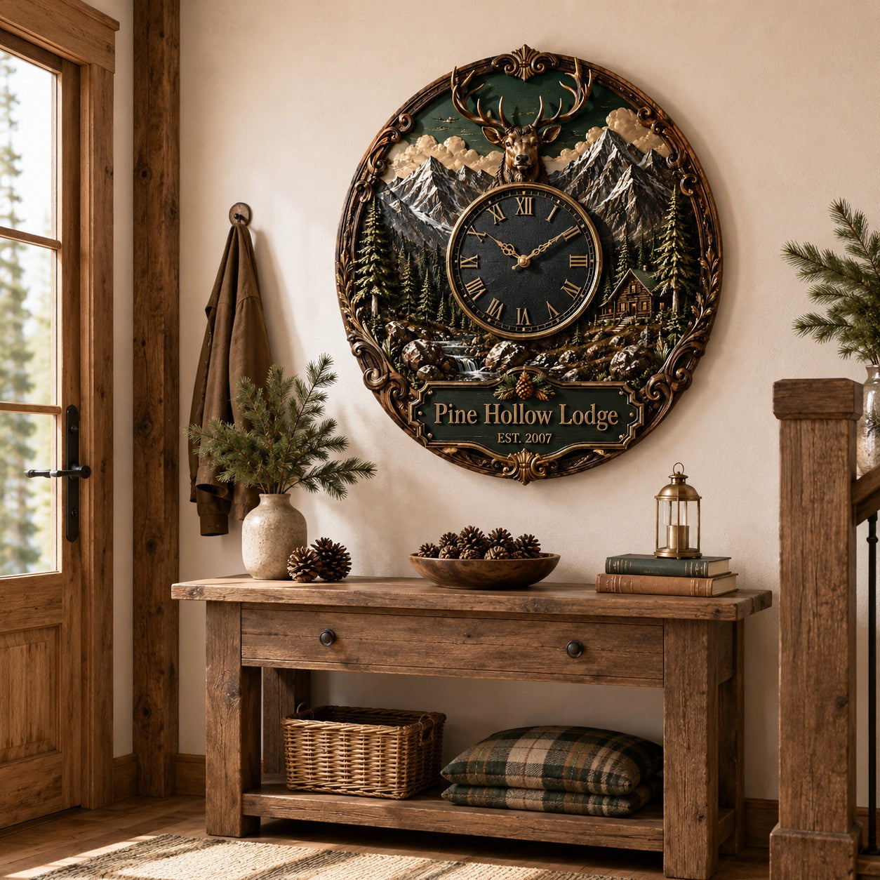 Deer Custom Name Wall Clock — personalized with a custom name