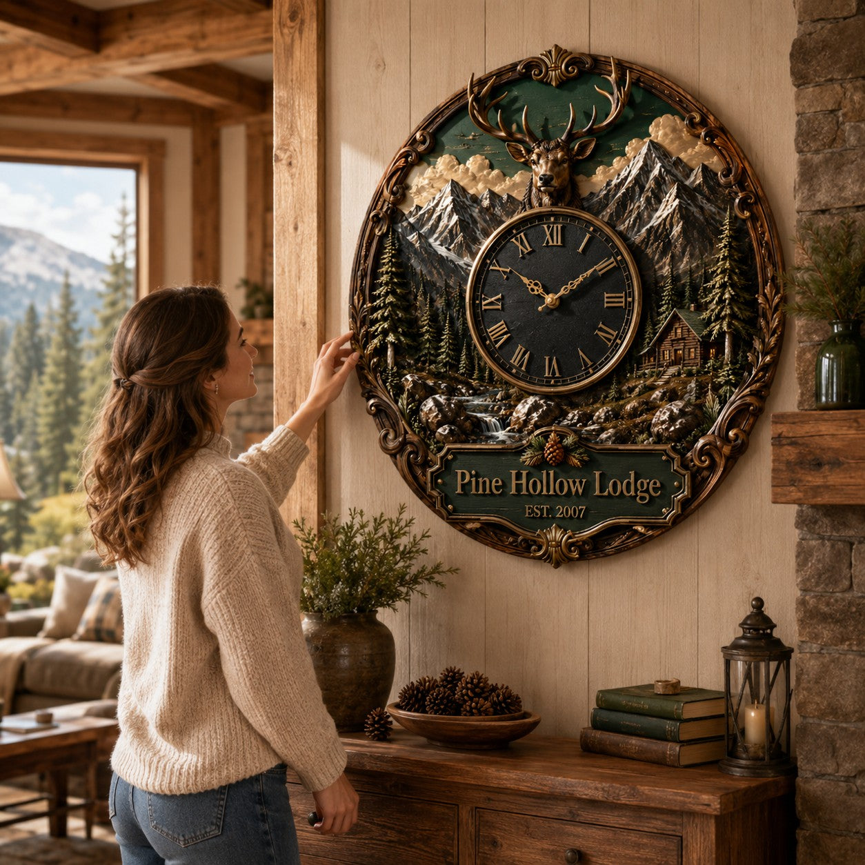 Deer Custom Name Wall Clock — personalized with a custom name