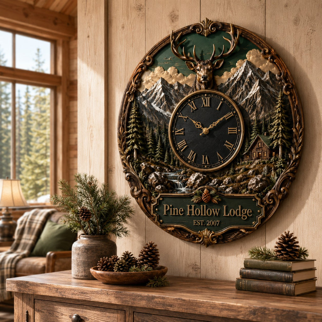 Deer Custom Name Wall Clock — personalized with a custom name