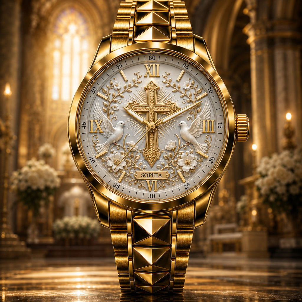 Custom Christian Faith Cross Watch — personalized with a custom name