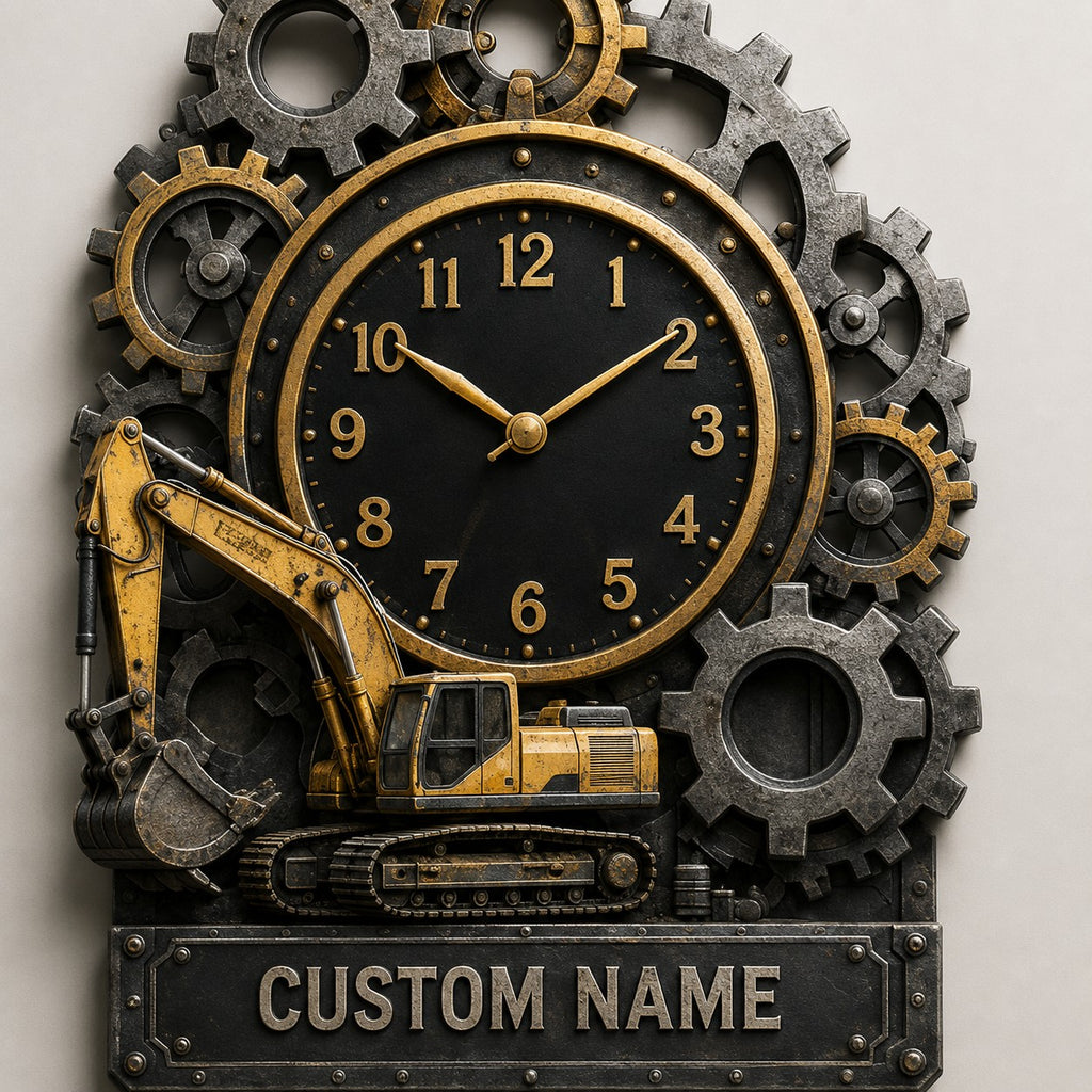 Construction Professionals Custom Name Wall Clock — personalized with a custom name