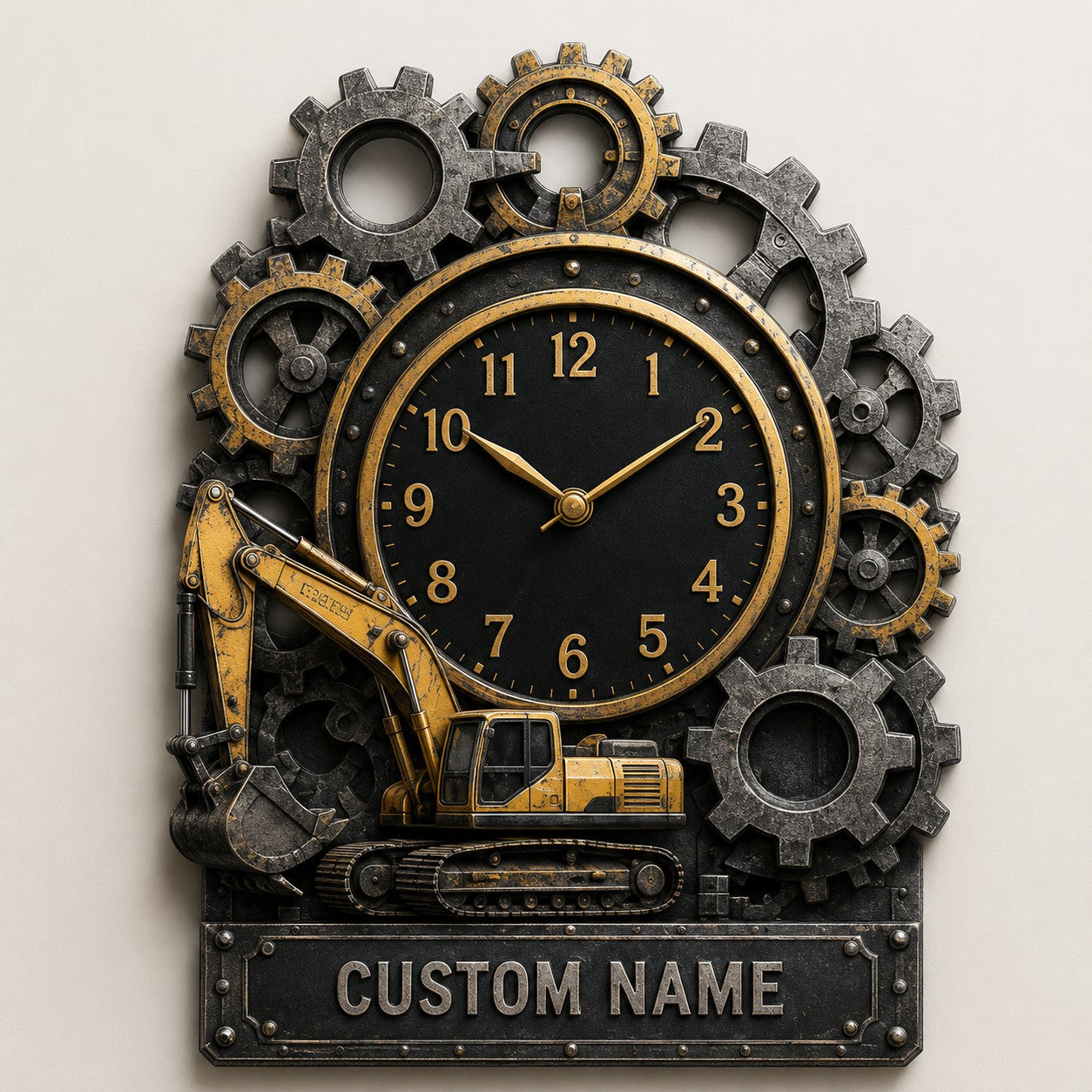 Construction Professionals Custom Name Wall Clock — personalized with a custom name