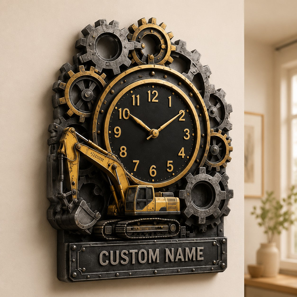 Construction Professionals Custom Name Wall Clock — personalized with a custom name