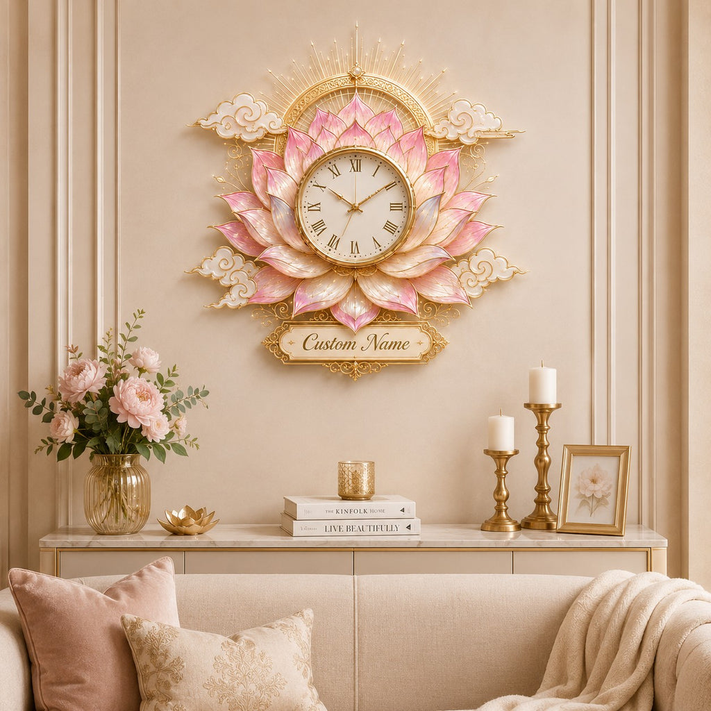 Lotus Lovers Custom Name Wall Clock — personalized with a custom name