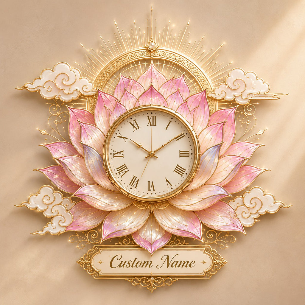 Lotus Lovers Custom Name Wall Clock — personalized with a custom name