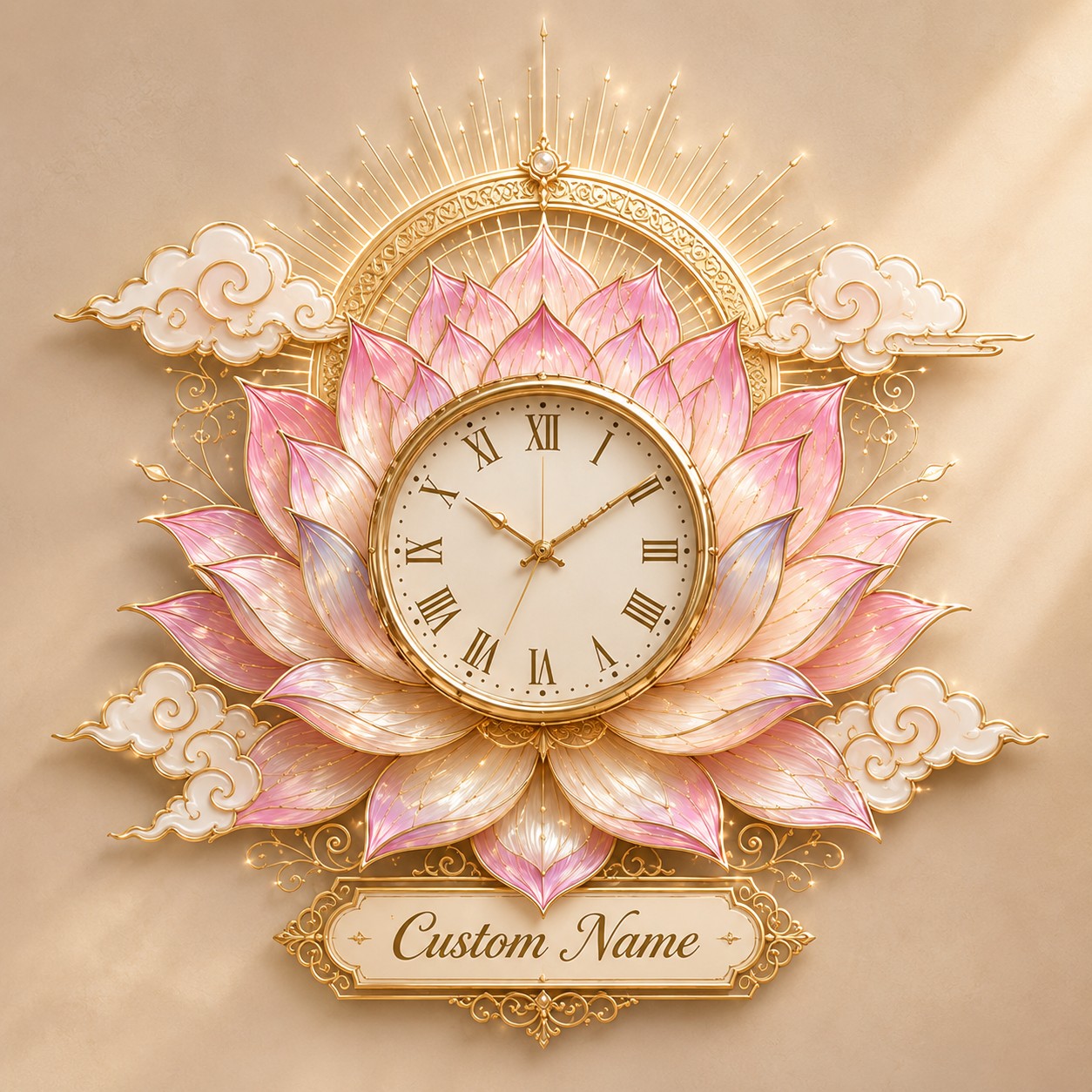 Lotus Lovers Custom Name Wall Clock — personalized with a custom name