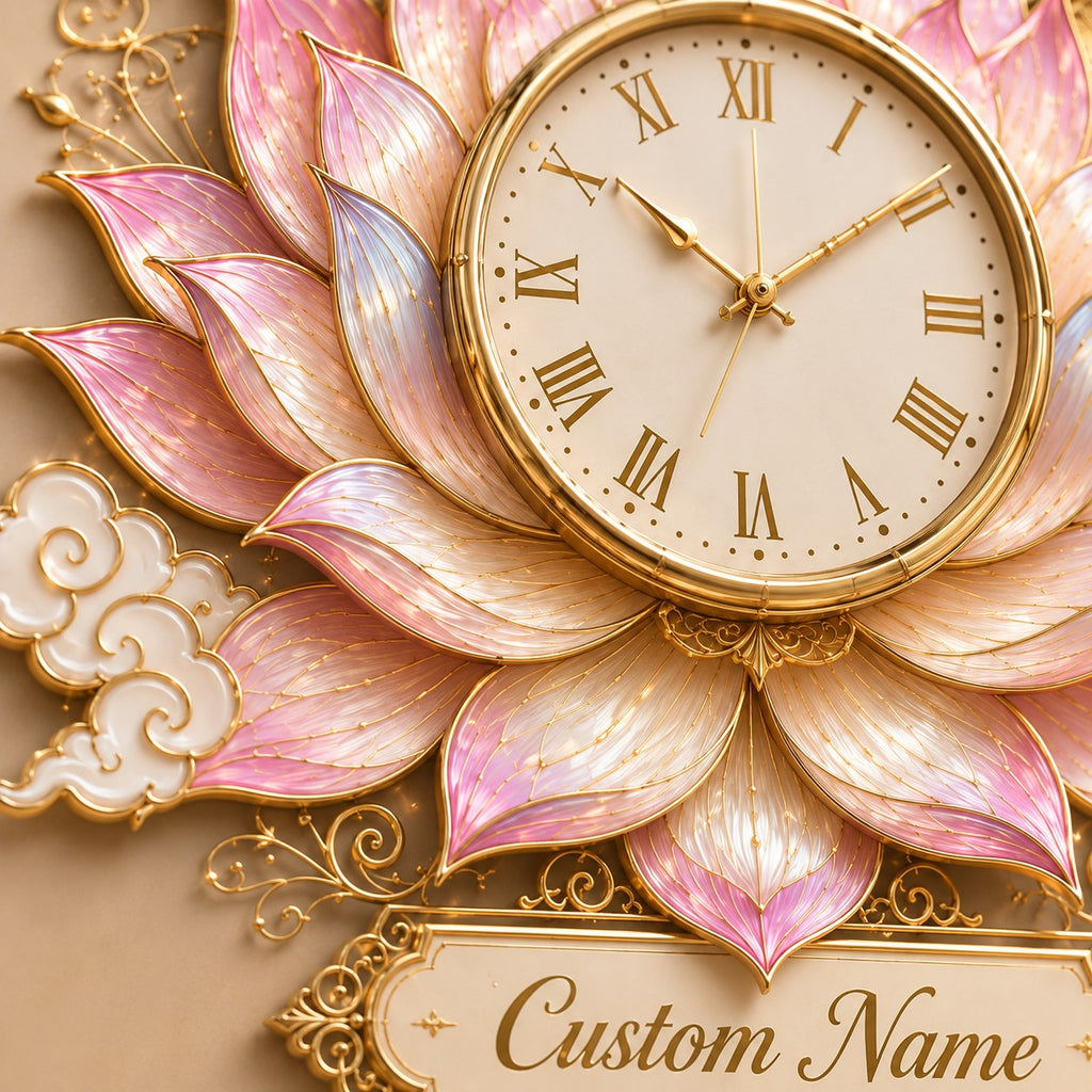 Lotus Lovers Custom Name Wall Clock — personalized with a custom name
