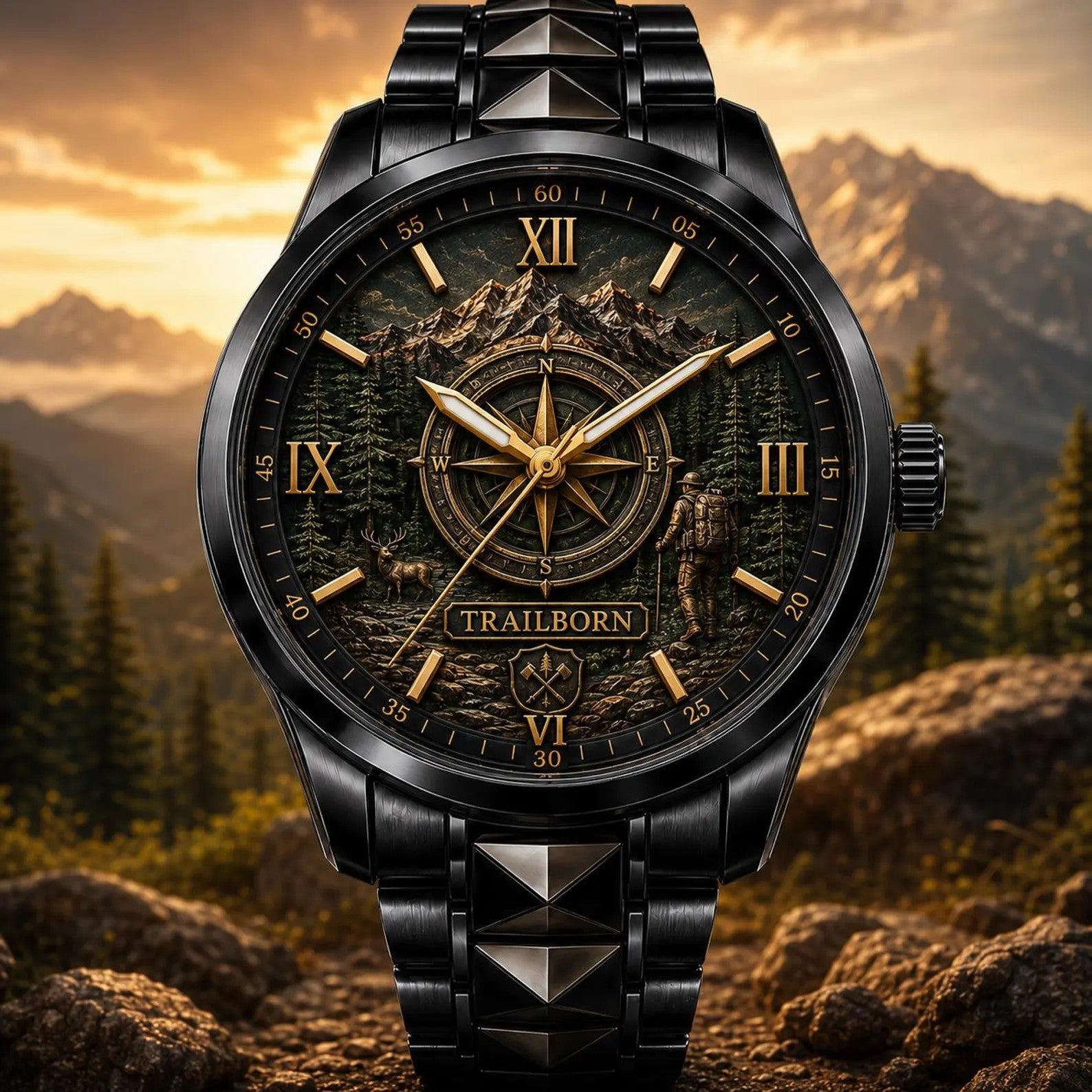 Custom Mountain Adventure Watch — personalized with a custom name
