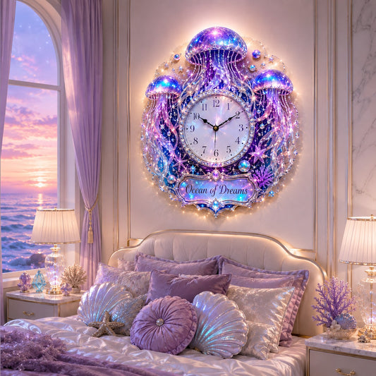 Jellyfish Custom Name Wall Clock — personalized with a custom name