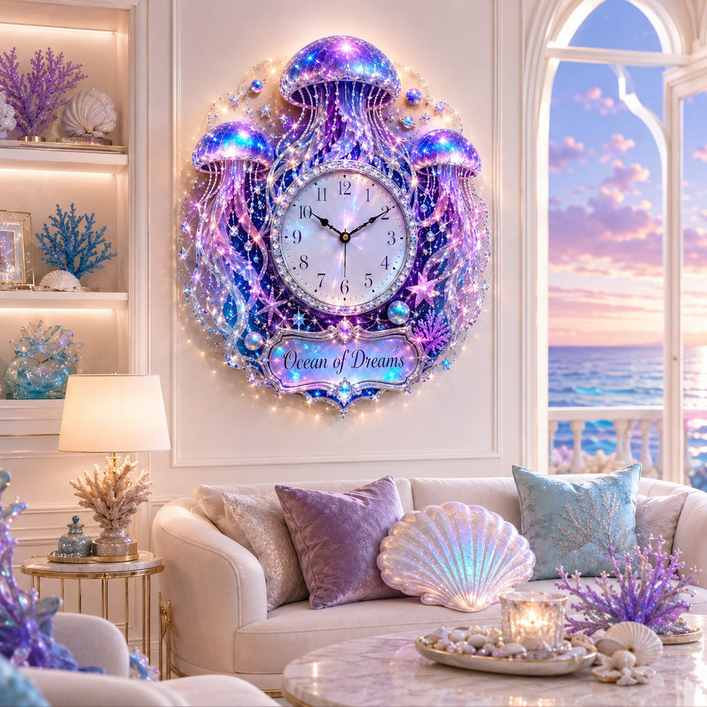 Jellyfish Custom Name Wall Clock — personalized with a custom name