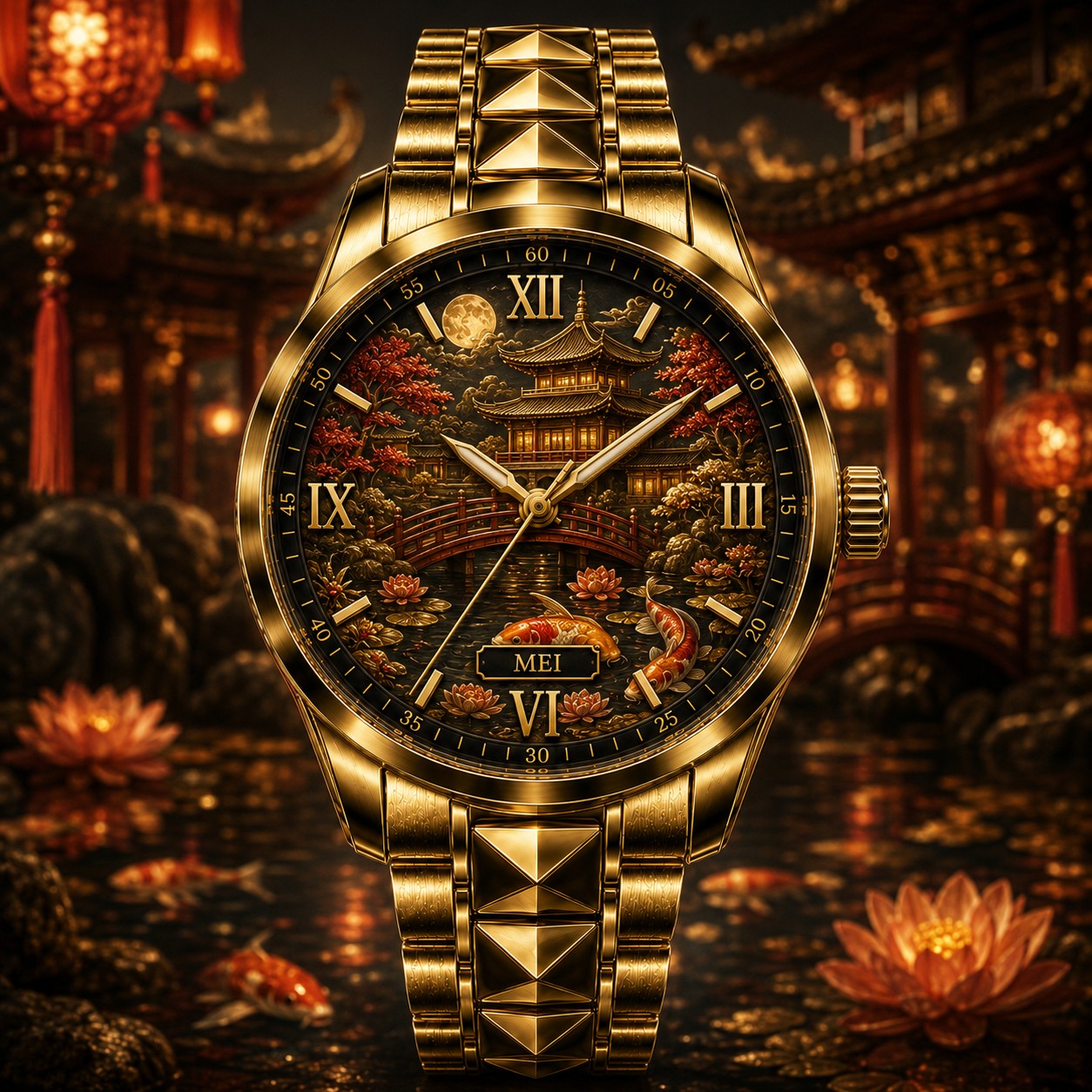 Custom Personalized Koi Garden Watch — personalized with a custom name