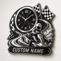 Karting Enthusiasts Custom Name Wall Clock — personalized with a custom name