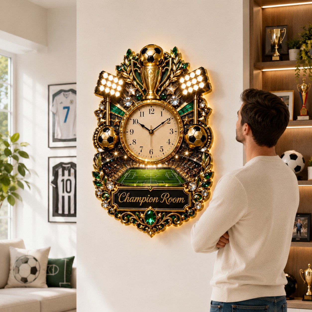 Soccer champion Custom Name Wall Clock — personalized with a custom name